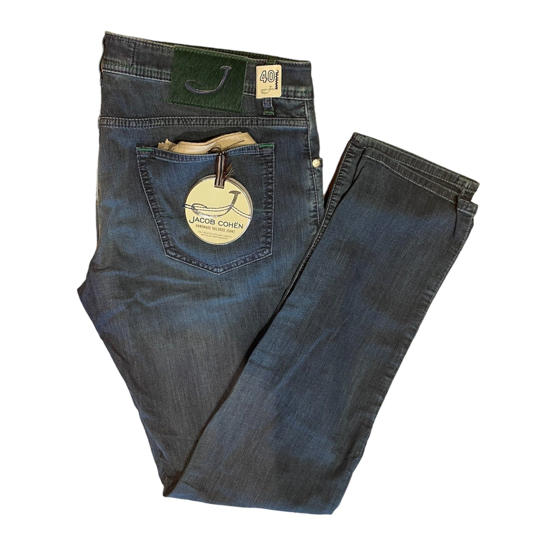 Jeans Jacob Cohen Mid Blue  J622  Dark Green  Label - Vaturi
