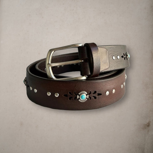 Turquoise Stone  Perforated  Belt Adjustable