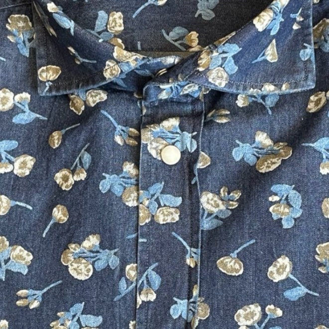 Shirt Flowers Navy Bastoncino