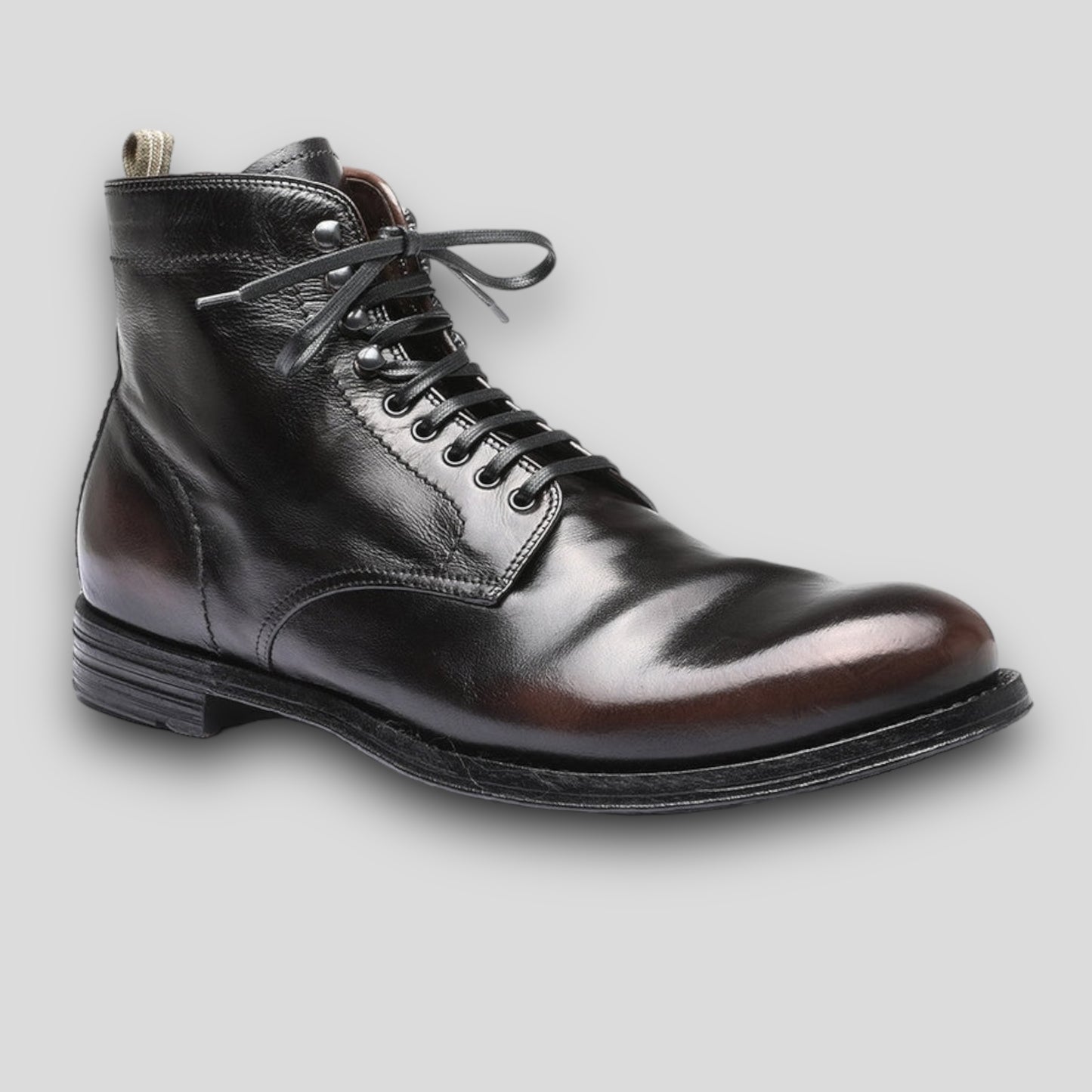 Black Brown Leather Lace-up Boots Anatomia