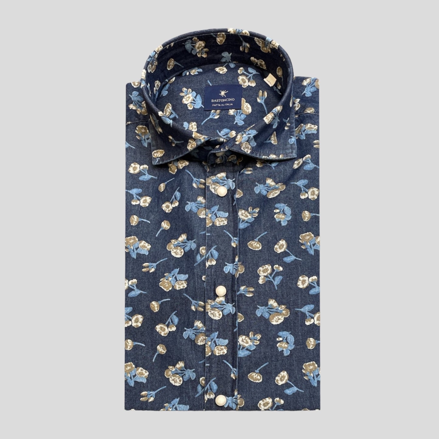 Shirt Flowers Navy Bastoncino