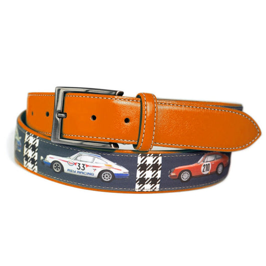 Belt Race Car Pied De Poule Orange